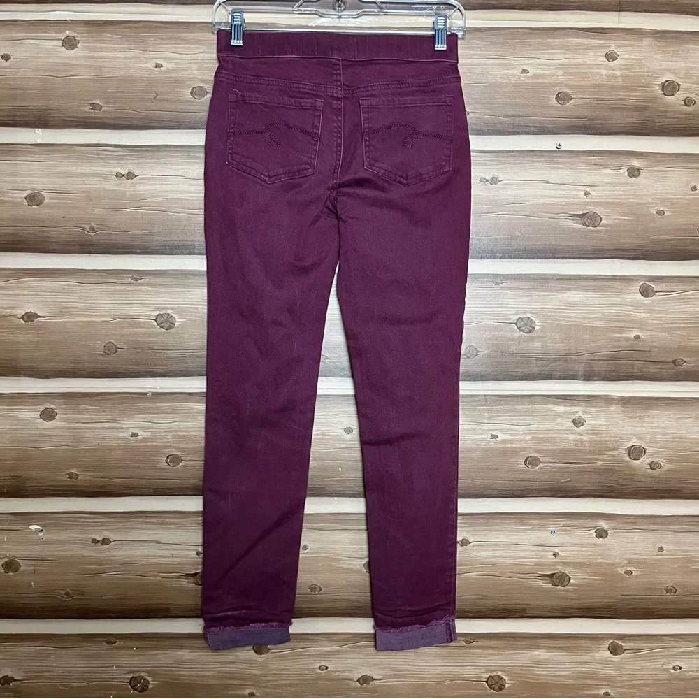 5 for $30 Justice girl skinny mid rise elastic waist‎ ankle burgundy jeans Sz 14